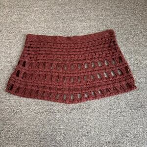 Fashion Nova Crochet Skirt Womens XL Chocolate Brown Cotton Knit Side Zipper